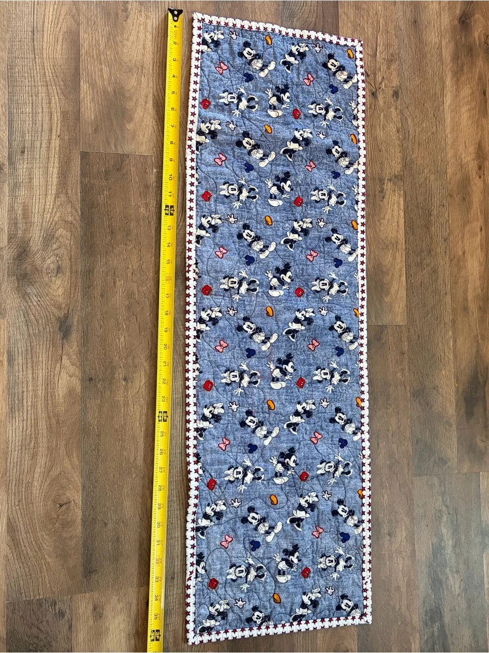 Patriotic Mickey Mouse Quilted Table Runner  - Red, White & Blue
